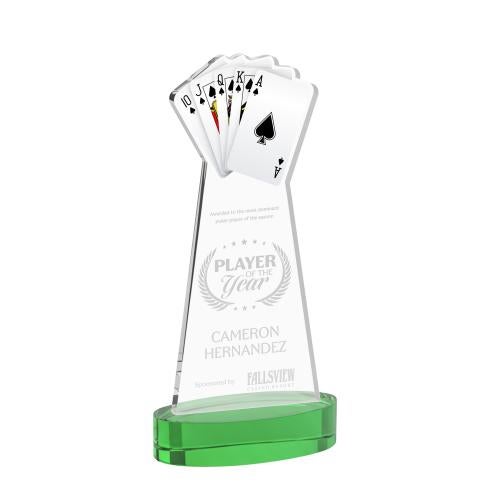 Corporate Awards - Crystal Awards - Poker Green on Alberton Base Abstract / Misc Crystal Award