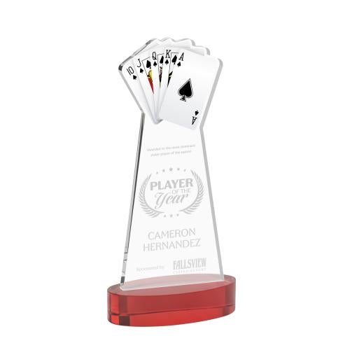 Corporate Awards - Crystal Awards - Poker Red on Alberton Base Abstract / Misc Crystal Award