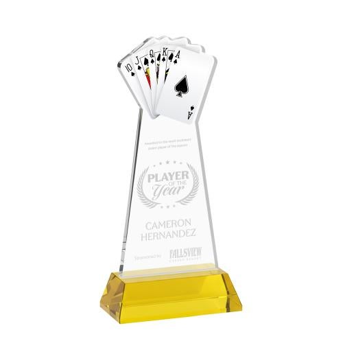 Corporate Awards - Crystal Awards - Poker Gold on Hartford Base Abstract / Misc Crystal Award
