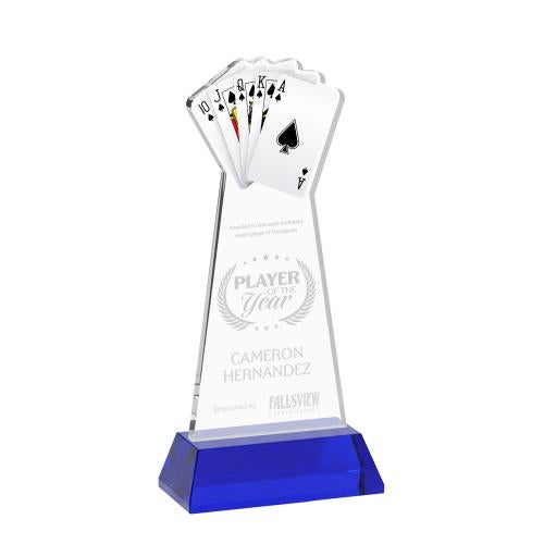 Corporate Awards - Crystal Awards - Poker Blue on Hartford Base Abstract / Misc Crystal Award
