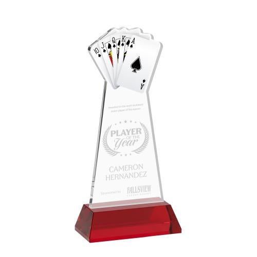 Corporate Awards - Crystal Awards - Poker Red on Hartford Base Abstract / Misc Crystal Award