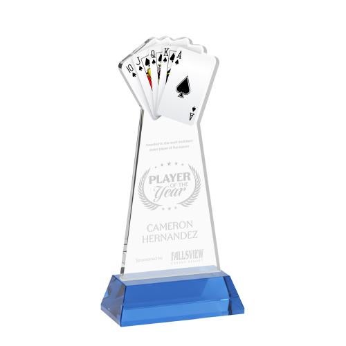 Corporate Awards - Crystal Awards - Poker Sky Blue on Hartford Base Abstract / Misc Crystal Award