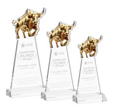 Raging Bull Clear Animals Crystal Award - Crystal Awards