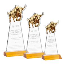 Raging Bull Amber Animals Crystal Award - Crystal Awards