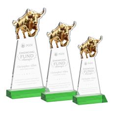 Raging Bull Green Animals Crystal Award - Newest Additions