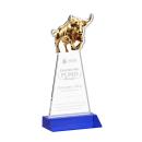 Raging Bull Blue Animals Crystal Award