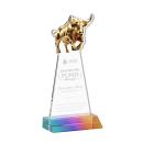 Raging Bull Prismatic Animals Crystal Award