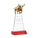 Raging Bull Red Animals Crystal Award
