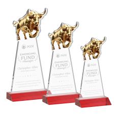 Raging Bull Red Animals Crystal Award - Newest Additions