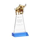 Raging Bull Sky Blue Animals Crystal Award