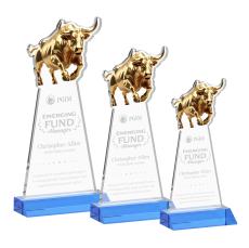 Raging Bull Sky Blue Animals Crystal Award - Newest Additions