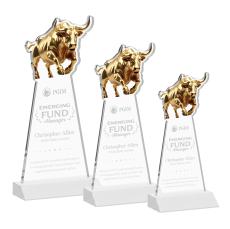 Raging Bull White Animals Crystal Award - Newest Additions