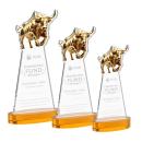 Raging Bull Amber on Alberton Base Animals Crystal Award