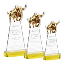 Raging Bull Gold on Alberton Base Animals Crystal Award - Corporate Awards
