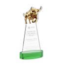 Raging Bull Green on Alberton Base Animals Crystal Award