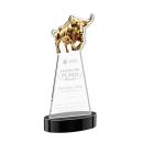 Raging Bull Black on Alberton Base Animals Crystal Award