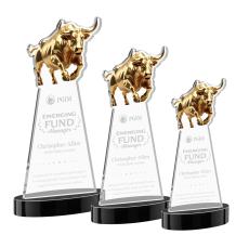 Raging Bull Black on Alberton Base Animals Crystal Award - Corporate Awards