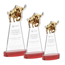 Raging Bull Red on Alberton Base Animals Crystal Award - Newest Additions