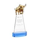 Raging Bull Sky Blue on Alberton Base Animals Crystal Award