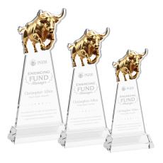 Raging Bull Clear on Hartford Base Animals Crystal Award - Newest Additions