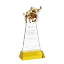 Raging Bull Gold on Hartford Base Animals Crystal Award