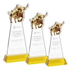 Raging Bull Gold on Hartford Base Animals Crystal Award - Newest Additions
