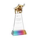 Raging Bull Prismatic on Hartford Base Animals Crystal Award