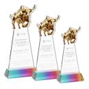 Raging Bull Prismatic on Hartford Base Animals Crystal Award