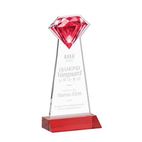 Corporate Awards - Crystal Awards - Gemstone Red Crystal Award