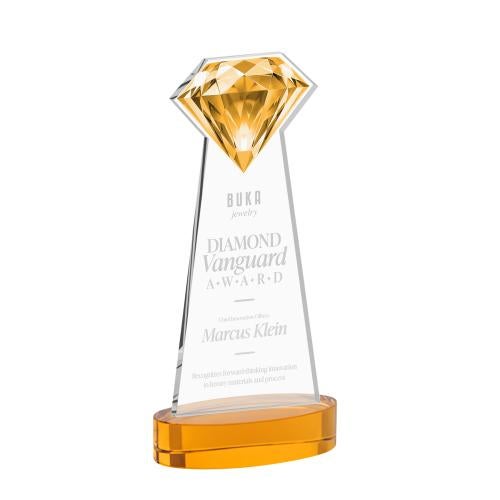 Corporate Awards - Crystal Awards - Gemstone Amber on Alberton Base Crystal Award