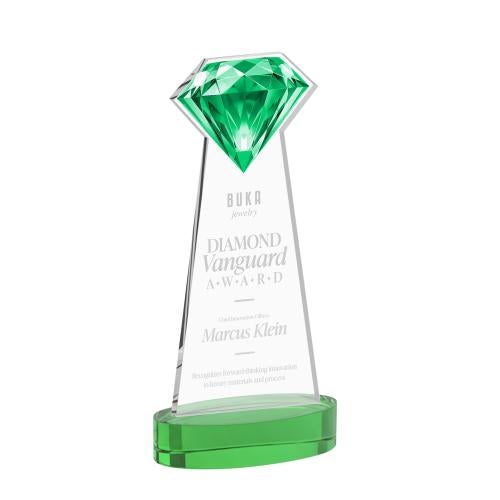 Corporate Awards - Crystal Awards - Gemstone Green on Alberton Base Crystal Award