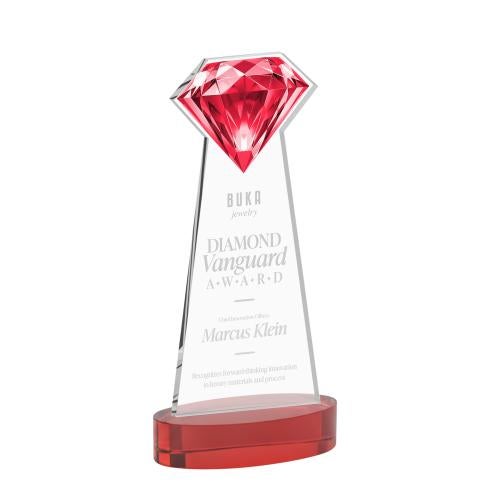 Corporate Awards - Crystal Awards - Gemstone Red on Alberton Base Crystal Award