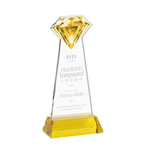 Corporate Awards - Crystal Awards - Gemstone Gold on Hartford Base Crystal Award