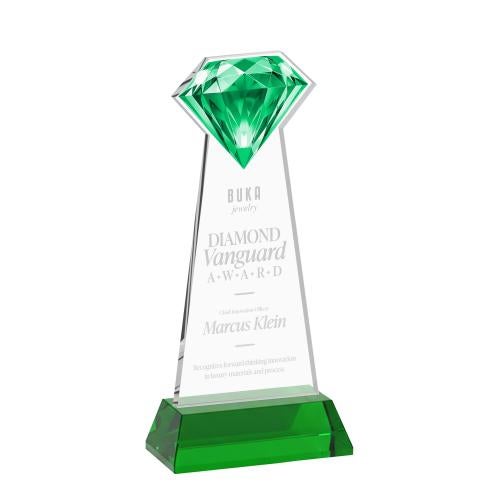 Corporate Awards - Crystal Awards - Gemstone Green on Hartford Base Crystal Award