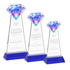 Gemstone Blue on Hartford Base Crystal Award - Crystal Awards