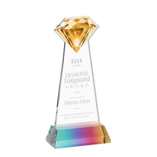 Corporate Awards - Crystal Awards - Gemstone Prismatic on Hartford Base Crystal Award