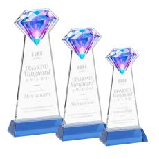 Gemstone Sky Blue on Hartford Base Crystal Award - Corporate Awards