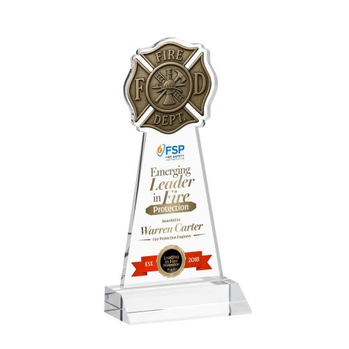 Corporate Awards - Crystal Awards - Fire Dept Full Color Clear Abstract / Misc Crystal Award