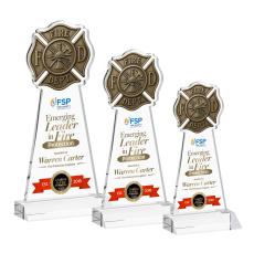 Fire Dept Full Color Clear Abstract / Misc Crystal Award - Corporate Awards