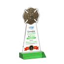 Fire Dept Full Color Green Abstract / Misc Crystal Award