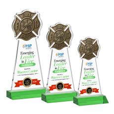 Fire Dept Full Color Green Abstract / Misc Crystal Award - Newest Additions