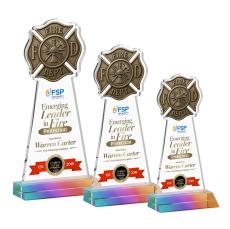 Fire Dept Full Color Prismatic Abstract / Misc Crystal Award - Newest Additions