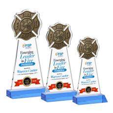 Fire Dept Full Color Sky Blue Abstract / Misc Crystal Award - Newest Additions