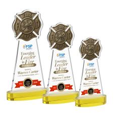 Fire Dept Full Color Gold on Alberton Base Abstract / Misc Crystal Award - Newest Additions