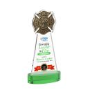 Fire Dept Full Color Green on Alberton Base Abstract / Misc Crystal Award