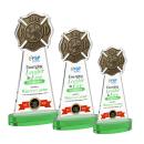 Fire Dept Full Color Green on Alberton Base Abstract / Misc Crystal Award