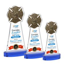 Fire Dept Full Color Blue on Alberton Base Abstract / Misc Crystal Award - Crystal Awards