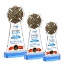 Fire Dept Full Color Sky Blue on Alberton Base Abstract / Misc Crystal Award