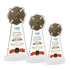 Fire Dept Full Color White on Alberton Base Abstract / Misc Crystal Award - Crystal Awards