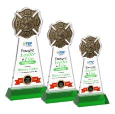 Fire Dept Full Color Green on Hartford Base Abstract / Misc Crystal Award - Crystal Awards